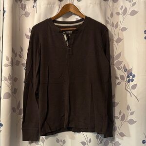 Men's Long Sleeve Henley Shirt - Brown